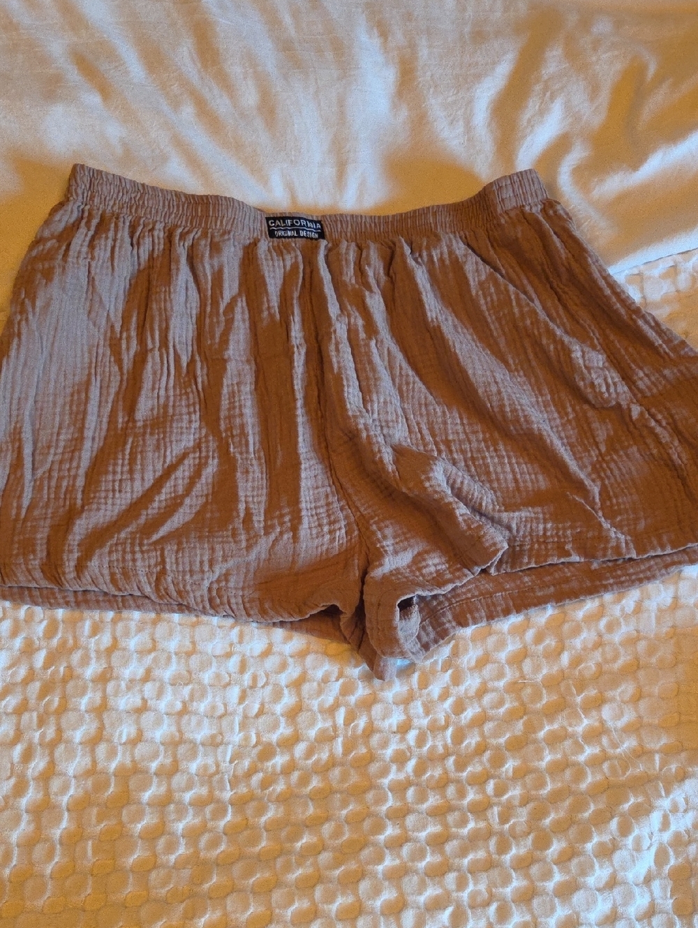 SHEIN Brown Lightweight Crinkled Athletic Shorts